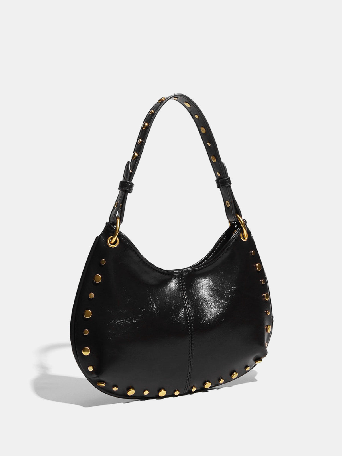 Magnetic Closure Studded Hobo Bag-Chicvia