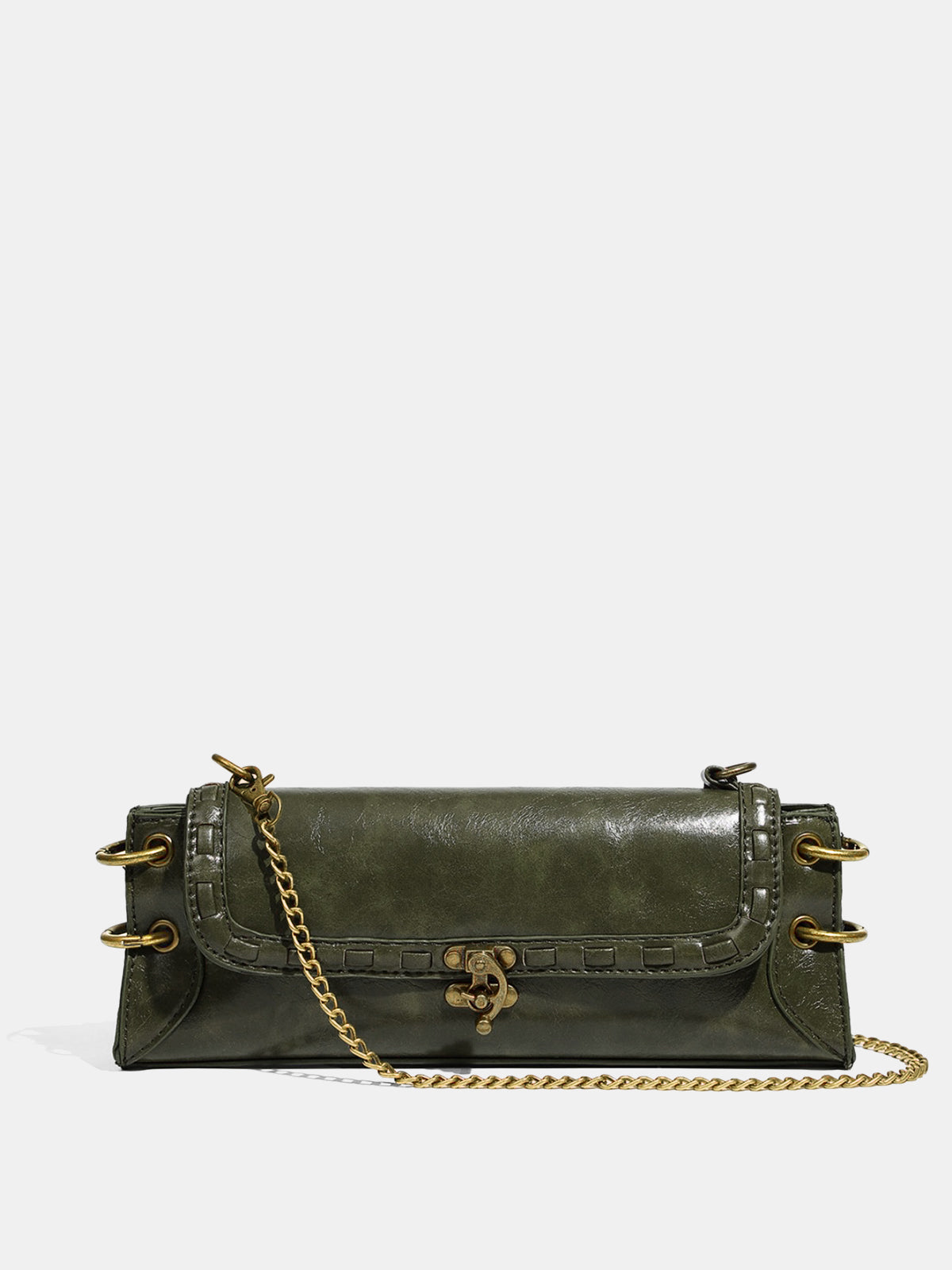 Metal Clasp Chain Crossbody Bag-Chicvia