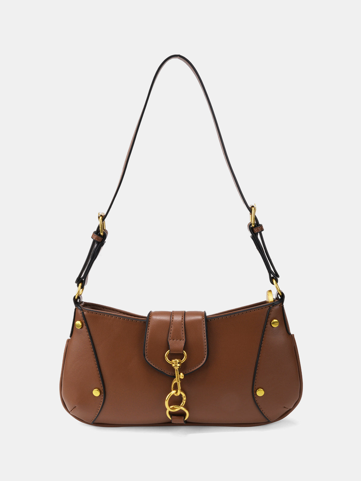 Curved Flap Shoulder Bag-Chicvia