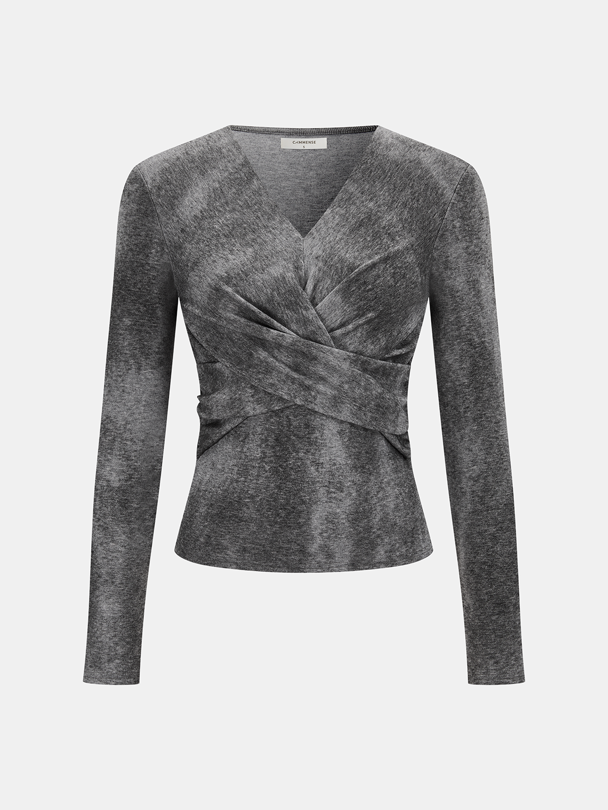 Cross-Front Long-Sleeve Top-Chicvia