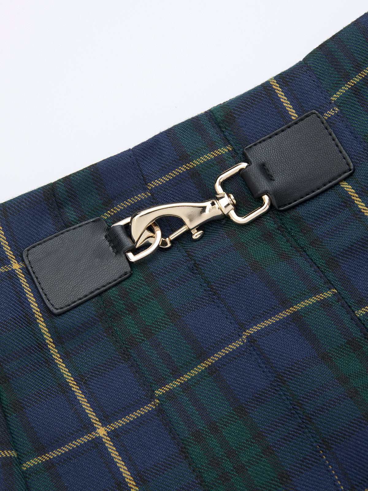 Pleated Plaid Buckle Maxi Skirt-Chicvia