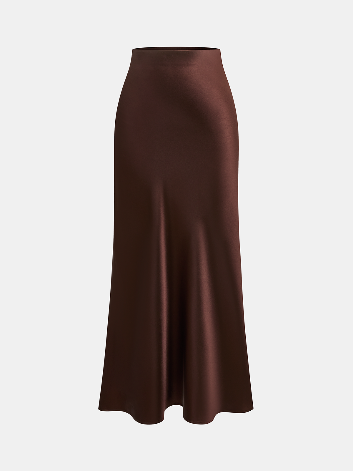 Elastic-Waist Satin Mermaid Maxi Skirt-Chicvia