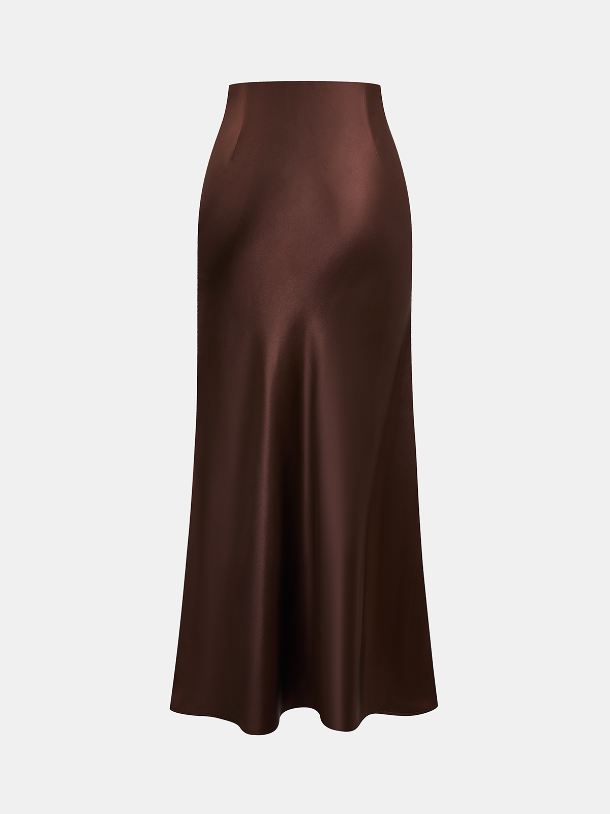 Elastic-Waist Satin Mermaid Maxi Skirt-Chicvia