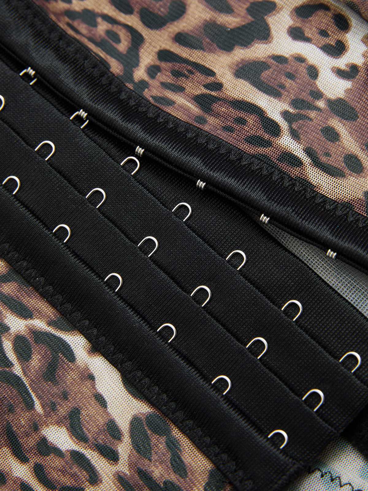 Lace-Trim Leopard-Print Chiffon Corset Top-Chicvia