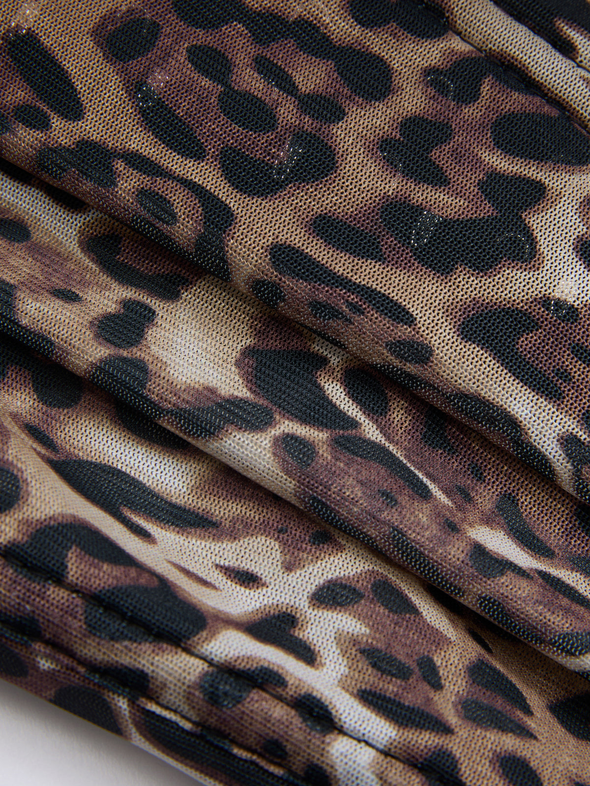 Lace-Trim Leopard-Print Chiffon Corset Top-Chicvia