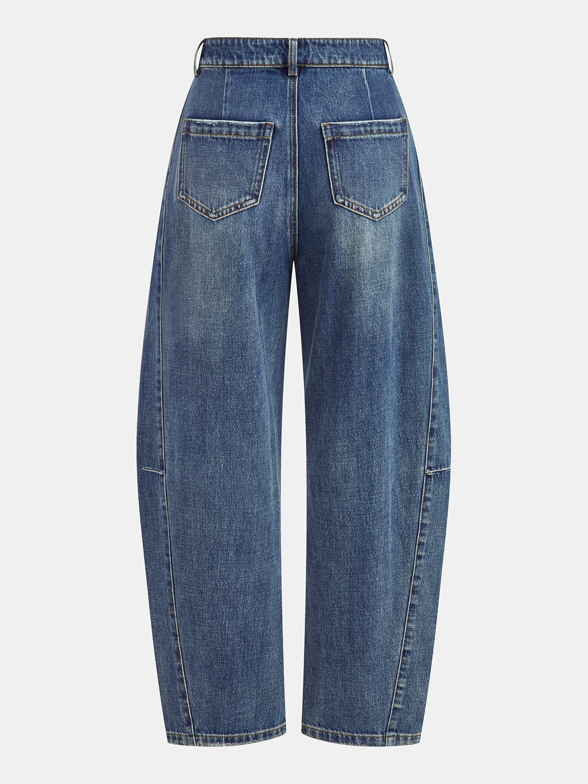Mid-Waist Denim Curved-Leg Jeans-Chicvia