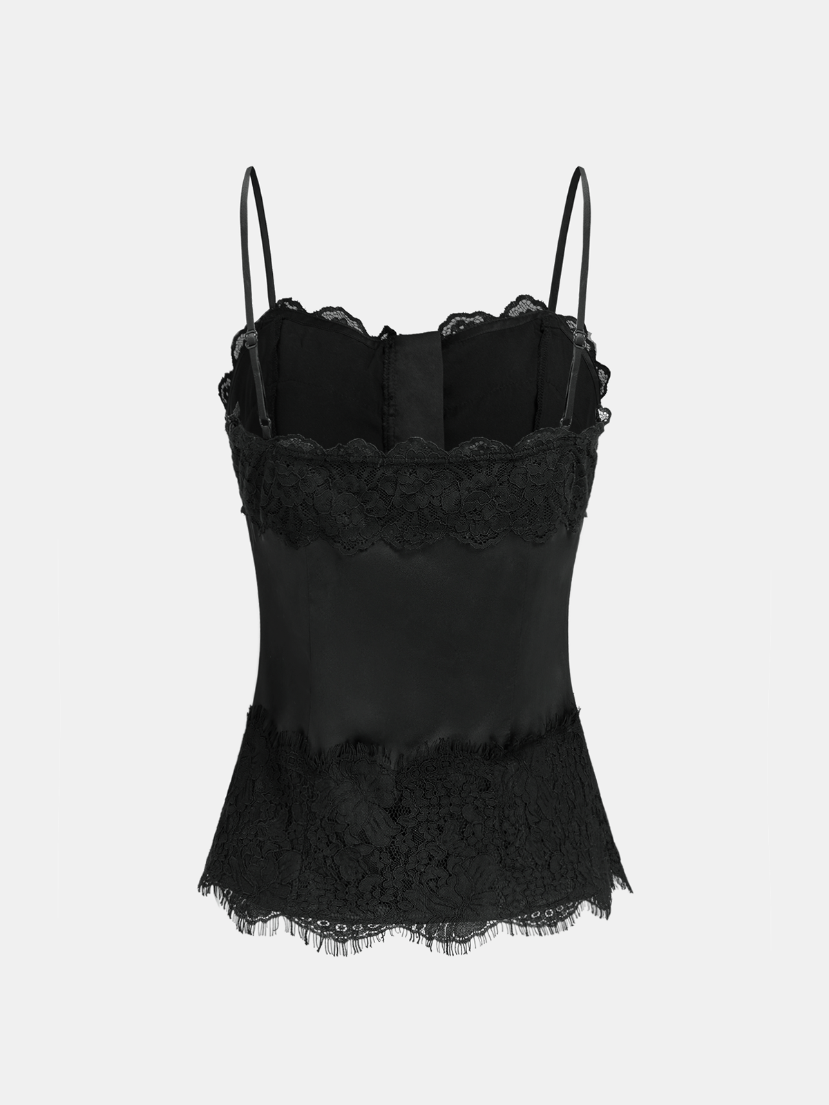 Lace-Trim Satin Cami Top-Chicvia