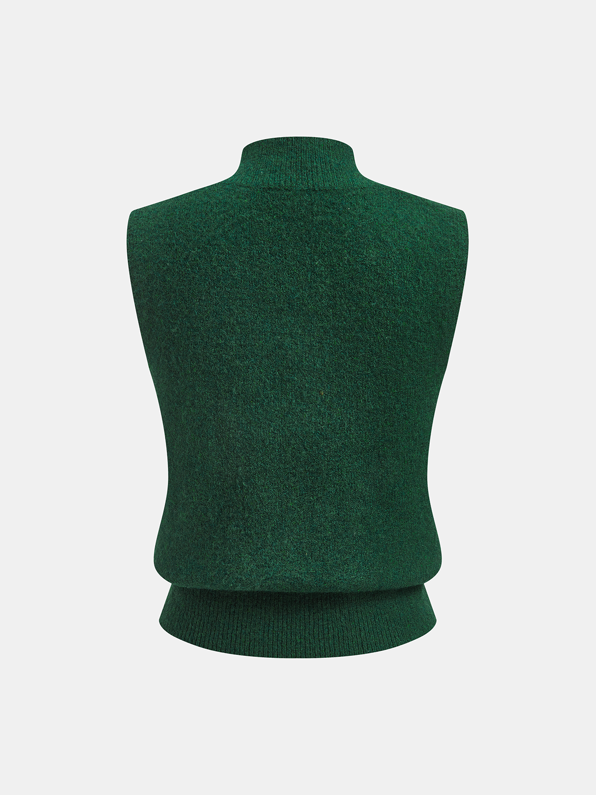 Metal Detail Mock Neck Wool Blend Vest-Chicvia