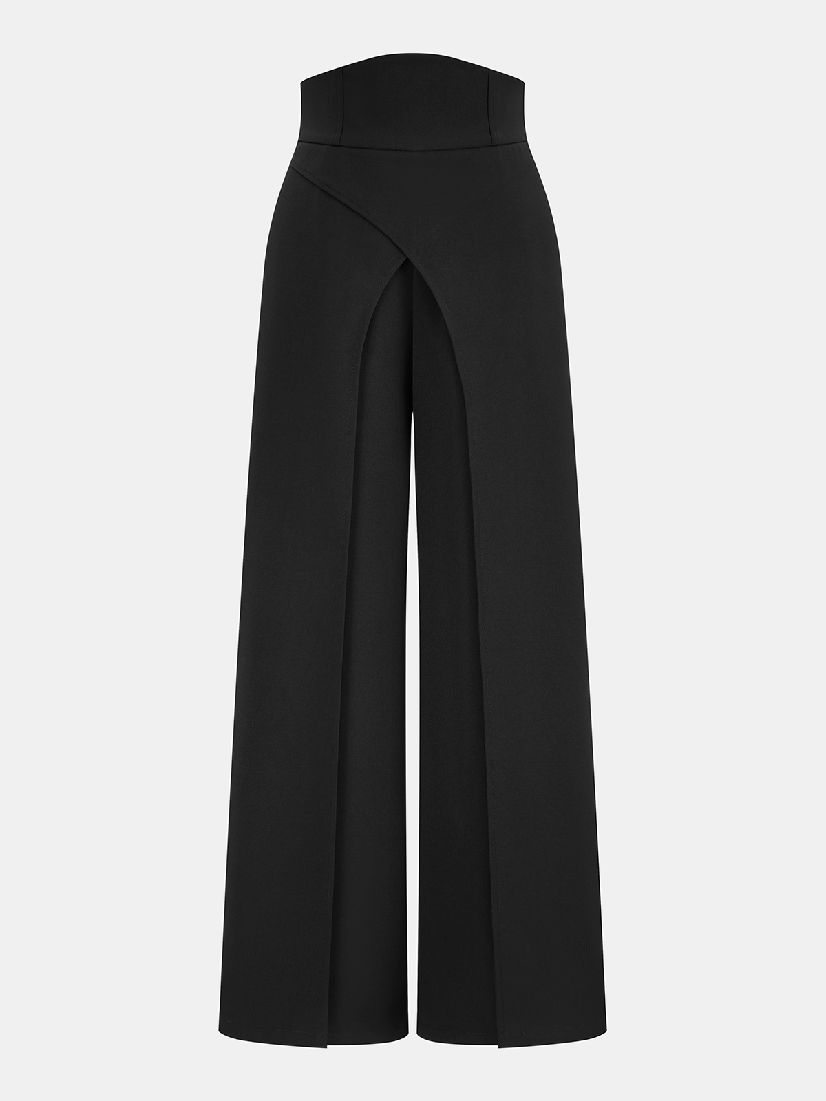 High-Waisted Asymmetrical Wide-Leg Pants-Chicvia