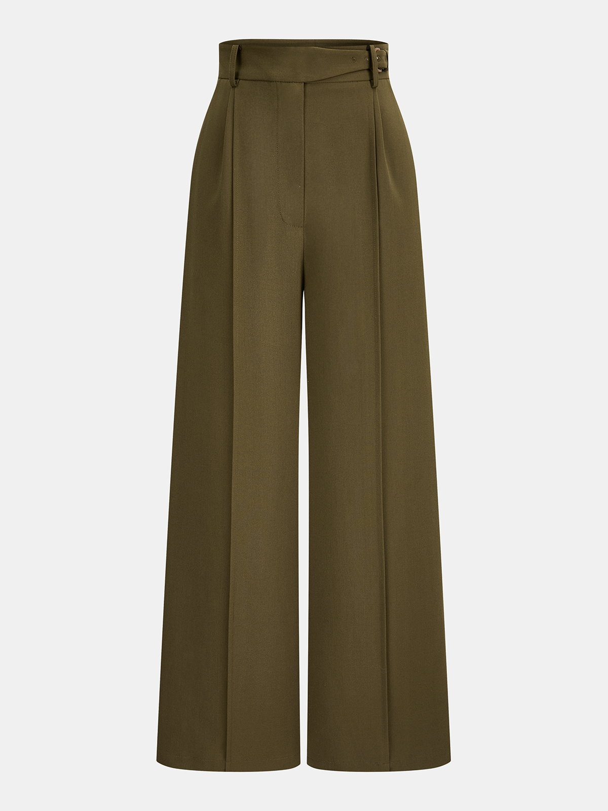 Buckle Detail Wide-Leg Tailored Pants-Chicvia