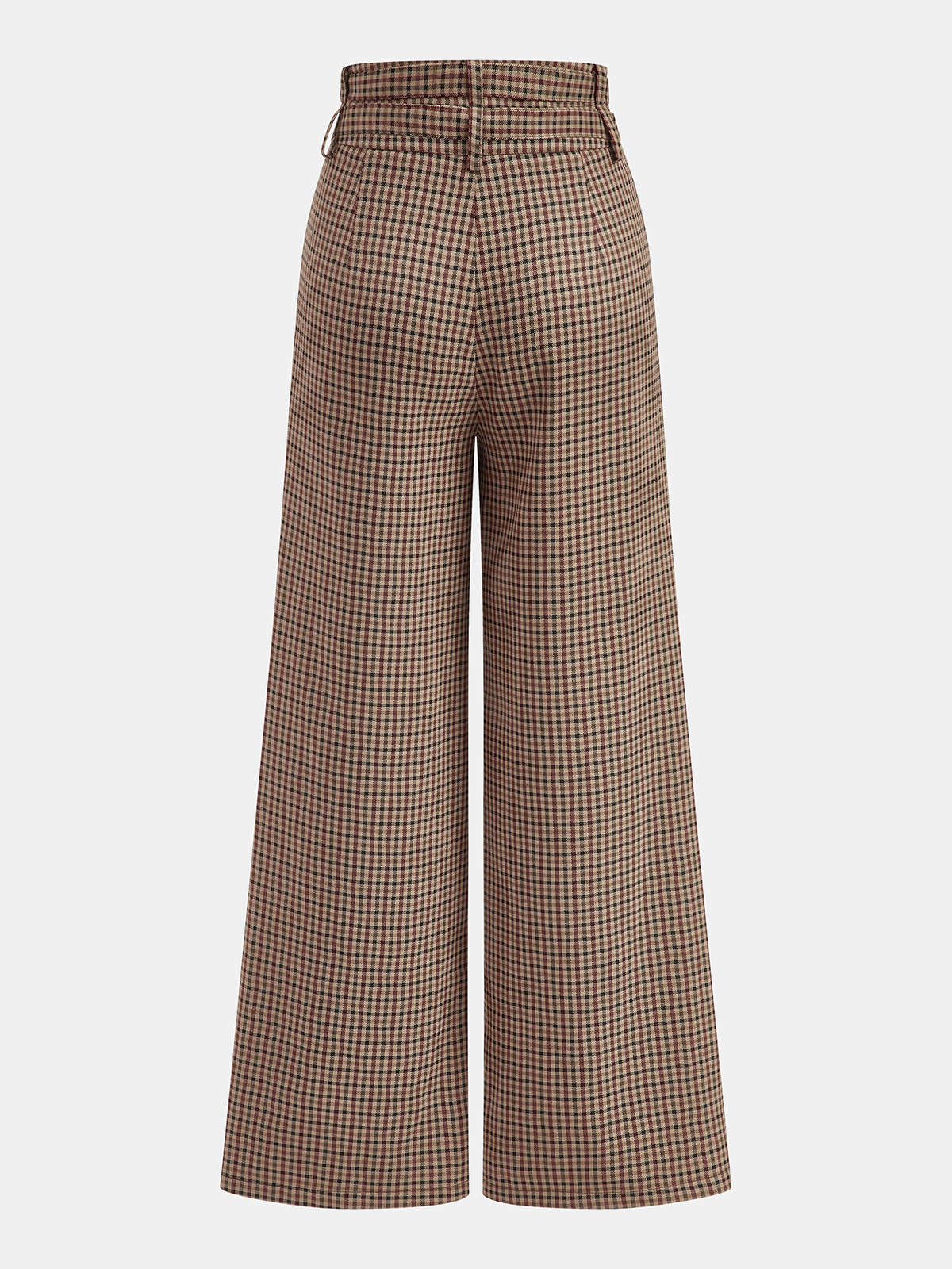 Mid-Waistt Checkered Wide-Leg Pants-Chicvia