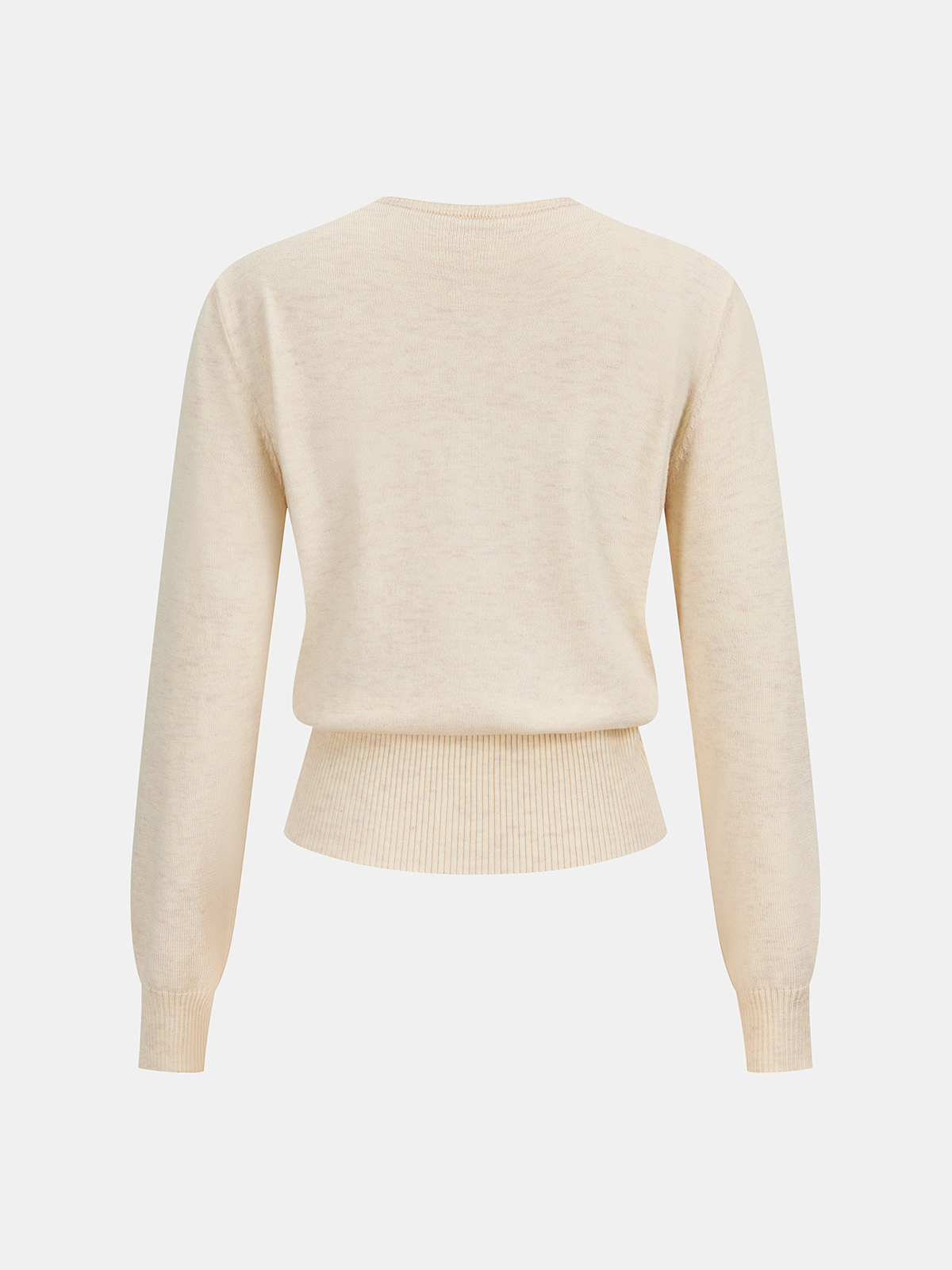 Lace Panel Rhinestone Wool Blend Sweater-Chicvia