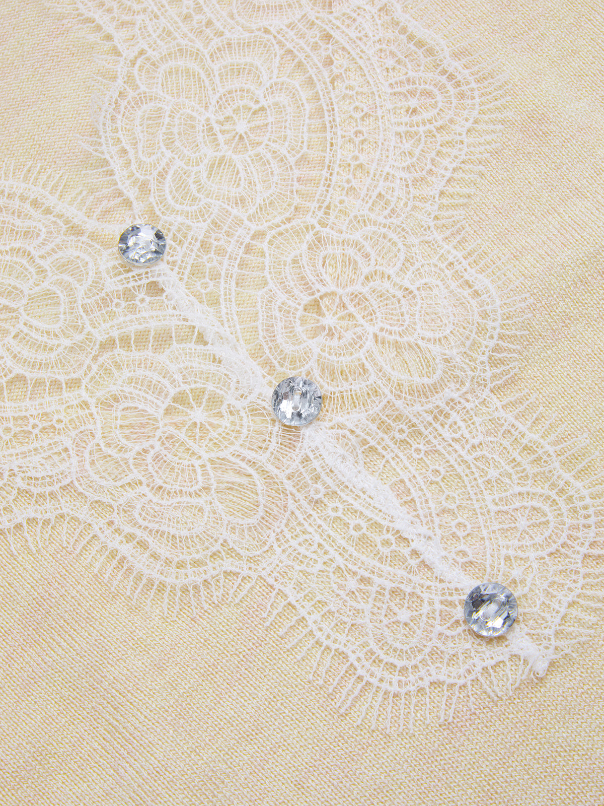 Lace Panel Rhinestone Wool Blend Sweater-Chicvia