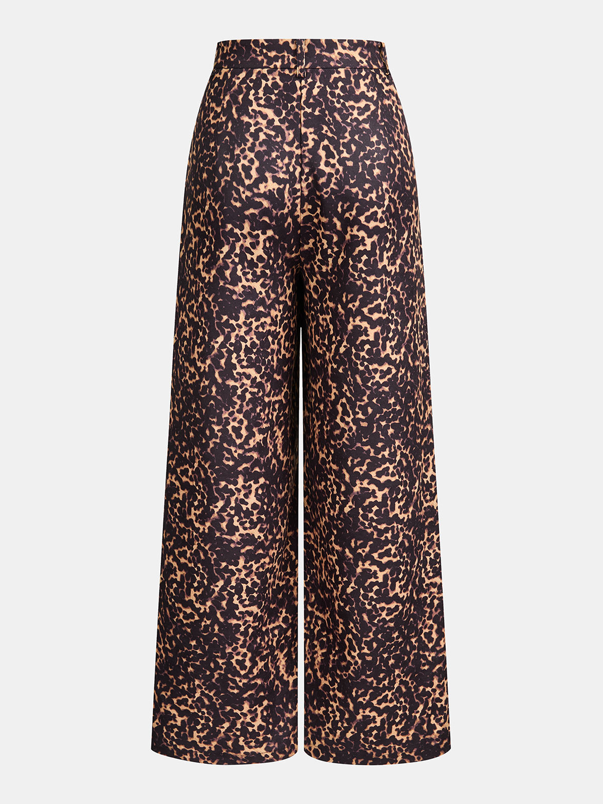 Leopard Print Pleated Wide-Leg Pants-Chicvia