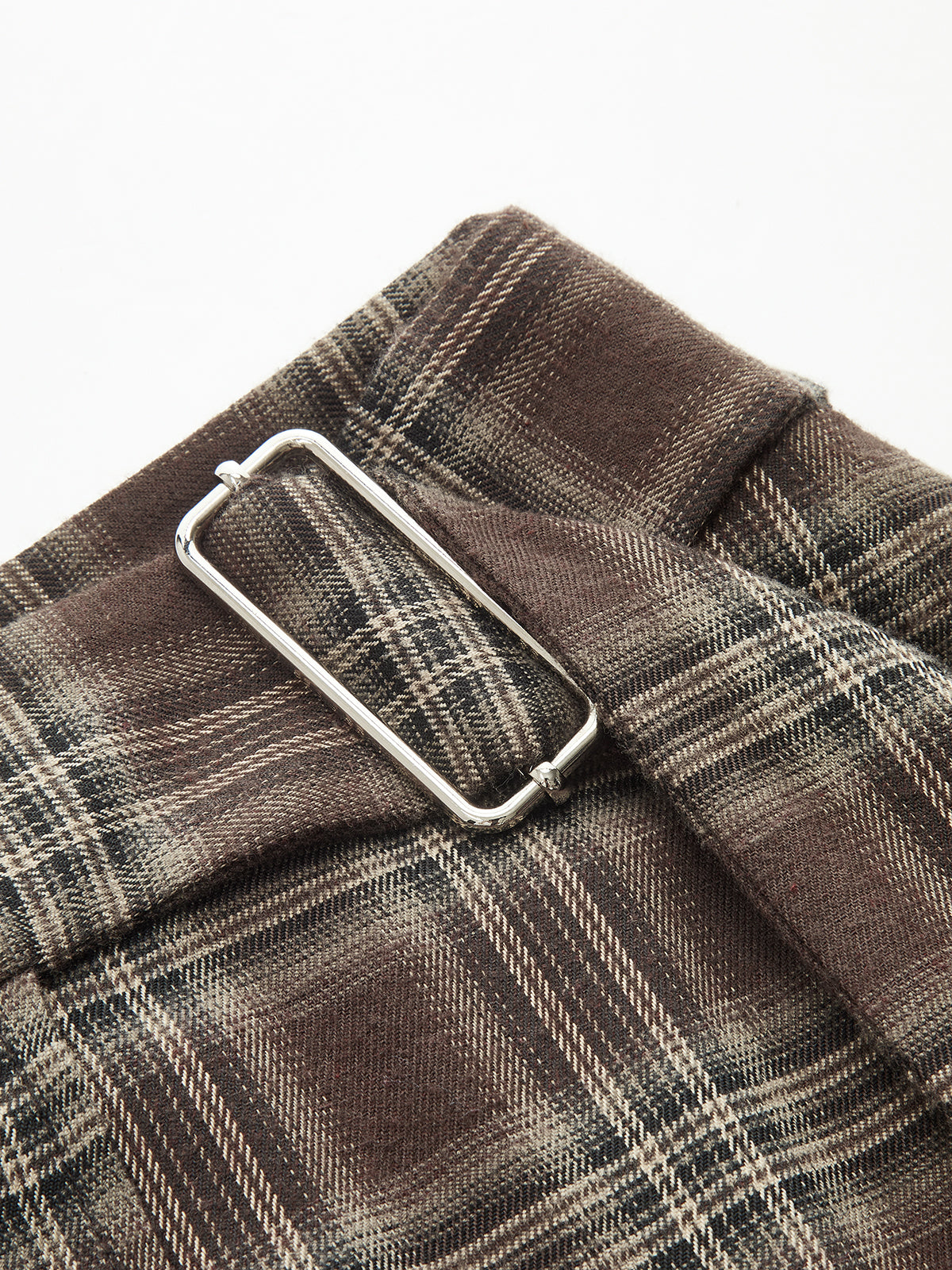 Plaid Asymmetric Pleated Maxi Skirt-Chicvia