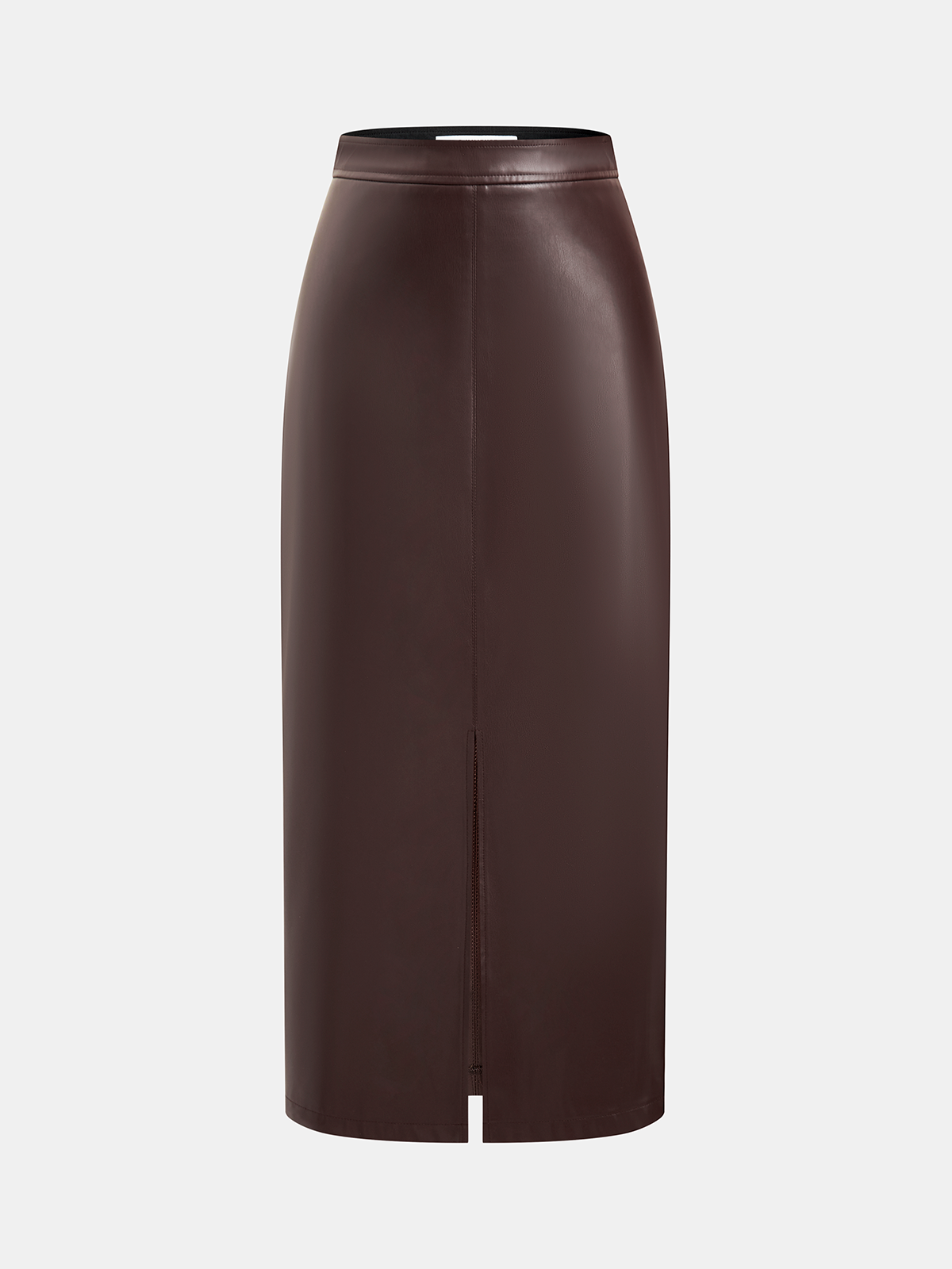 Faux Leather Midi Pencil Skirt-Chicvia