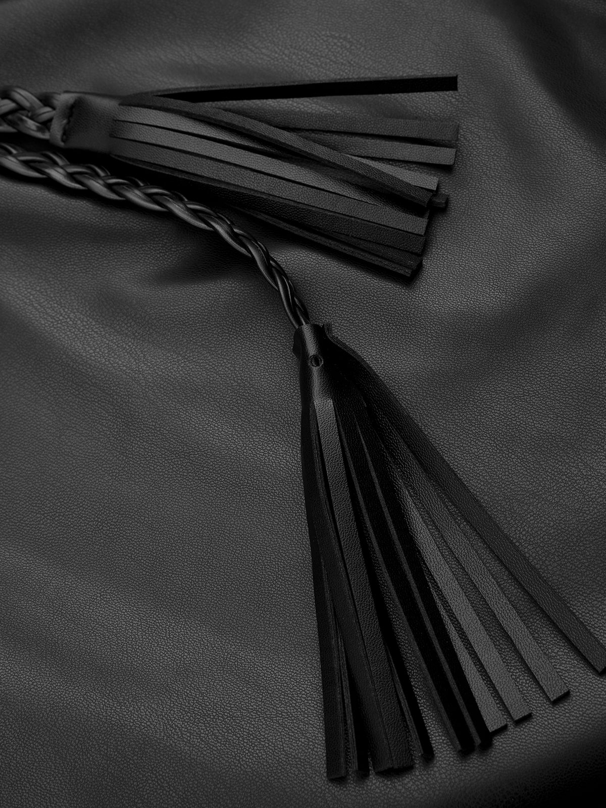 Faux Leather Balloon Pants with Braided Belt-Chicvia