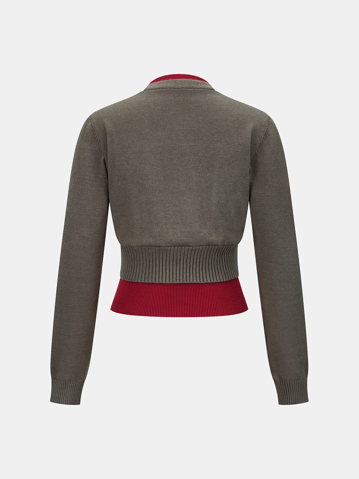 Color-Block V-Neck Sweater-Chicvia