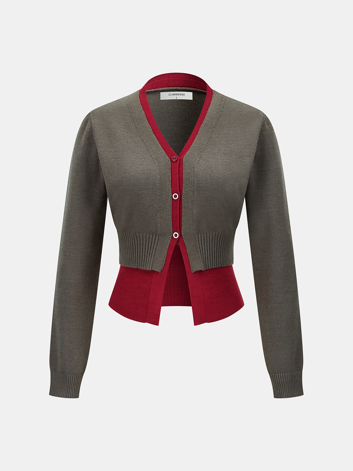 Color-Block V-Neck Sweater-Chicvia