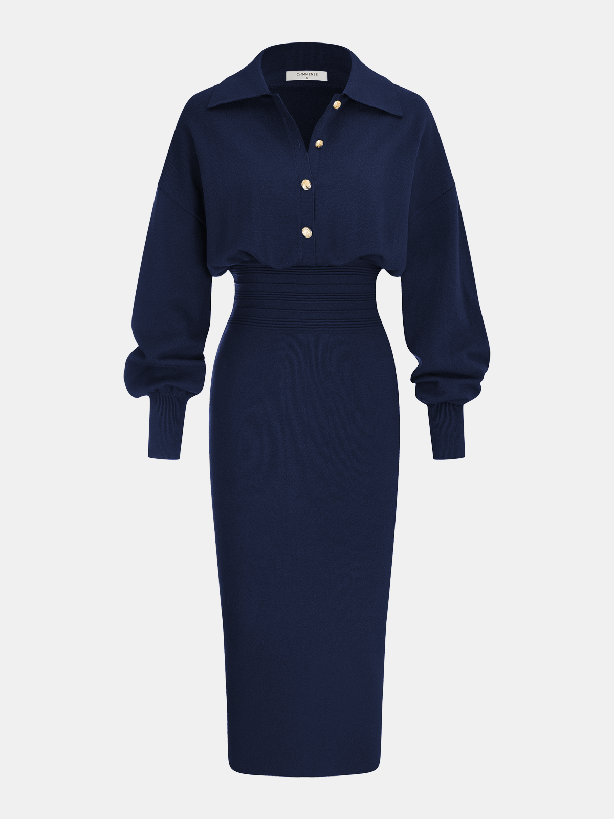 Cinched Waist Knit Shirt Dress-Chicvia