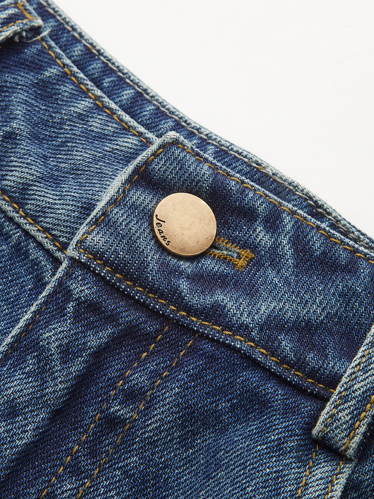 Mid-Waist Denim Curved-Leg Jeans-Chicvia