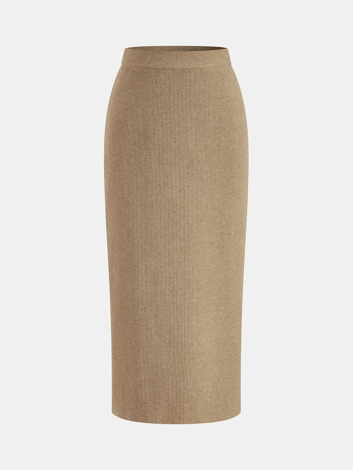 Ribbed Side-Slit Sweater & Midi Skirt Set-Chicvia