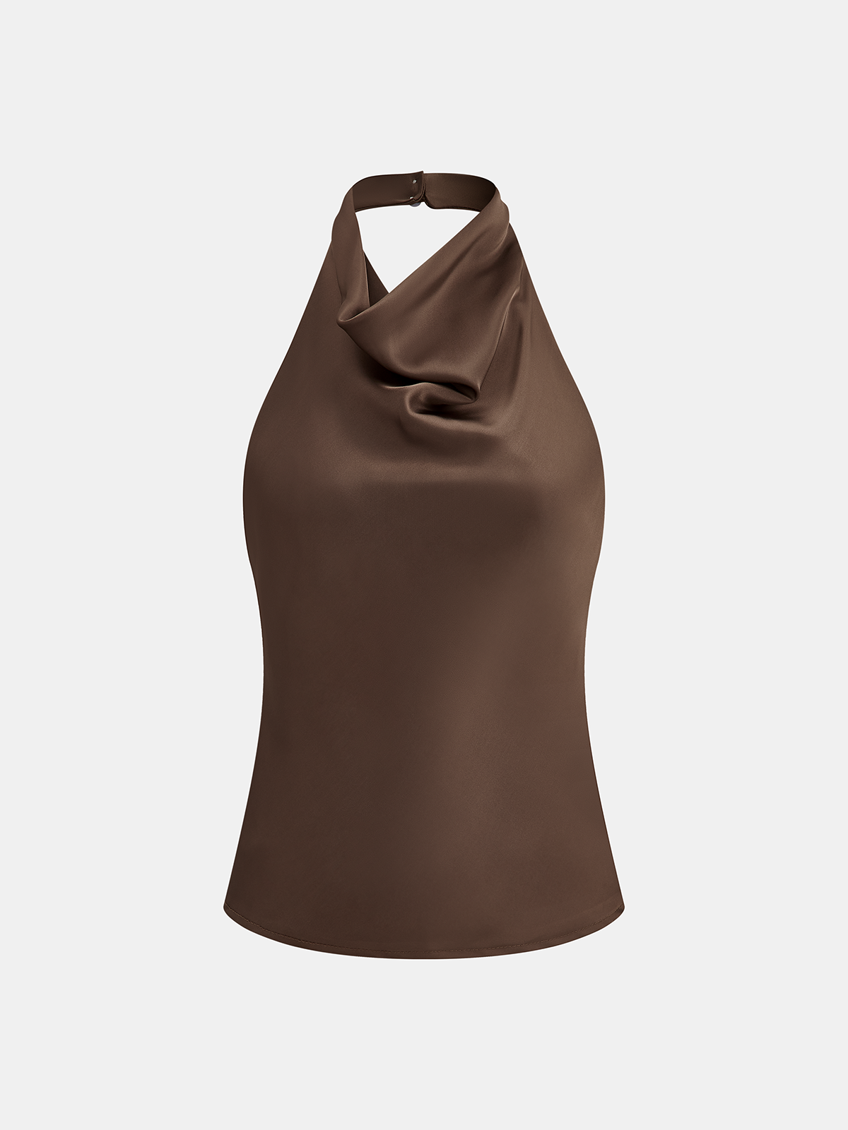 Cowl Neck Backless Satin Halter Top-Chicvia