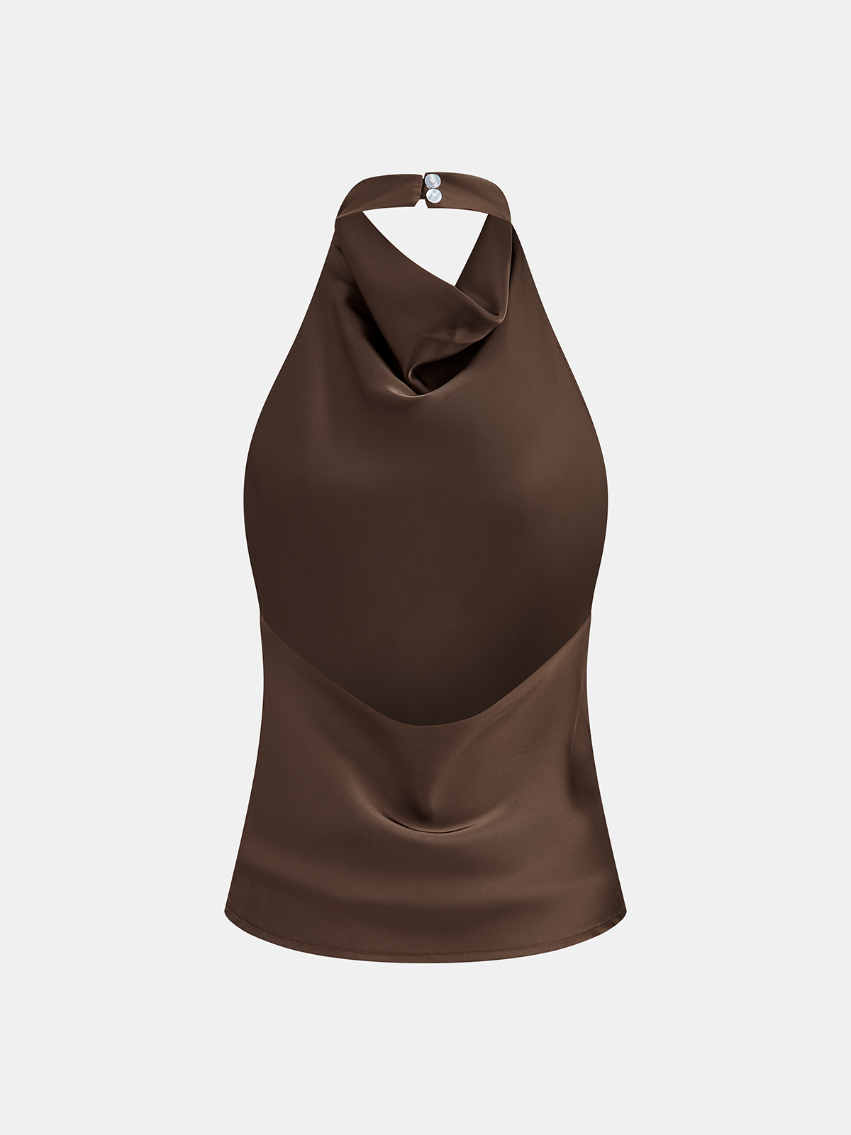 Cowl Neck Backless Satin Halter Top-Chicvia