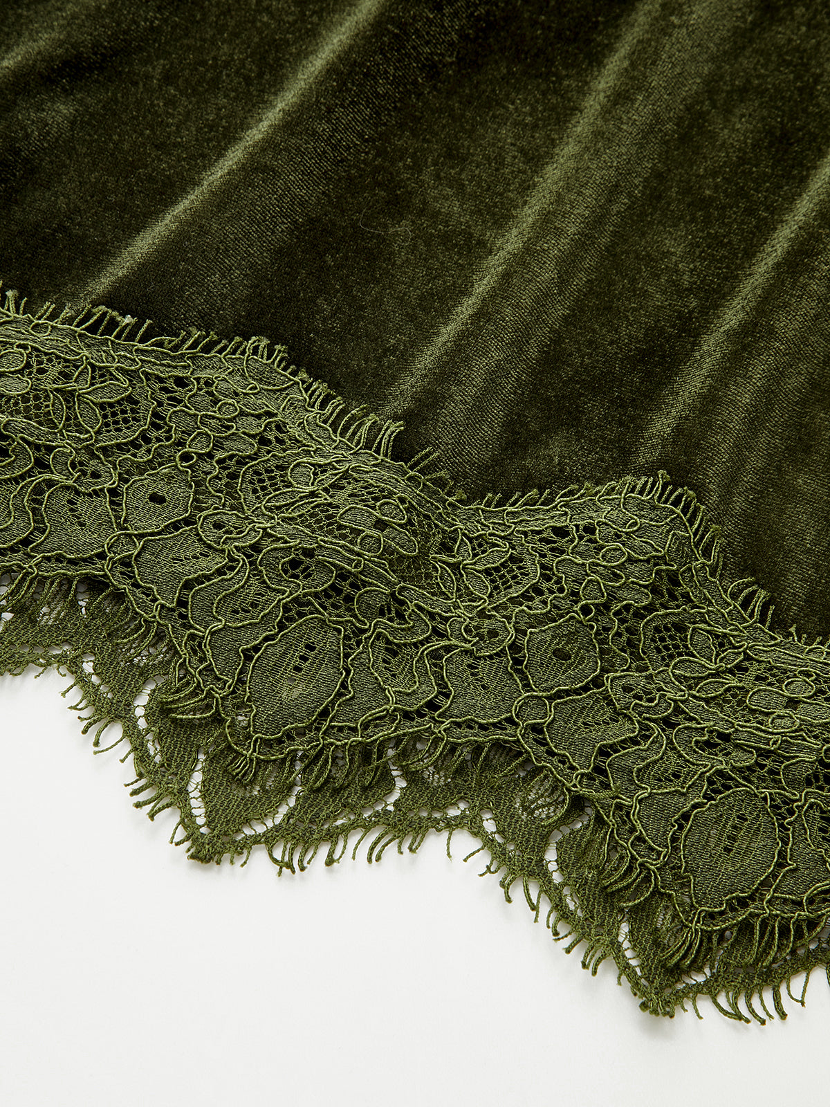 Lace Trim Velvet Cami Top-Chicvia