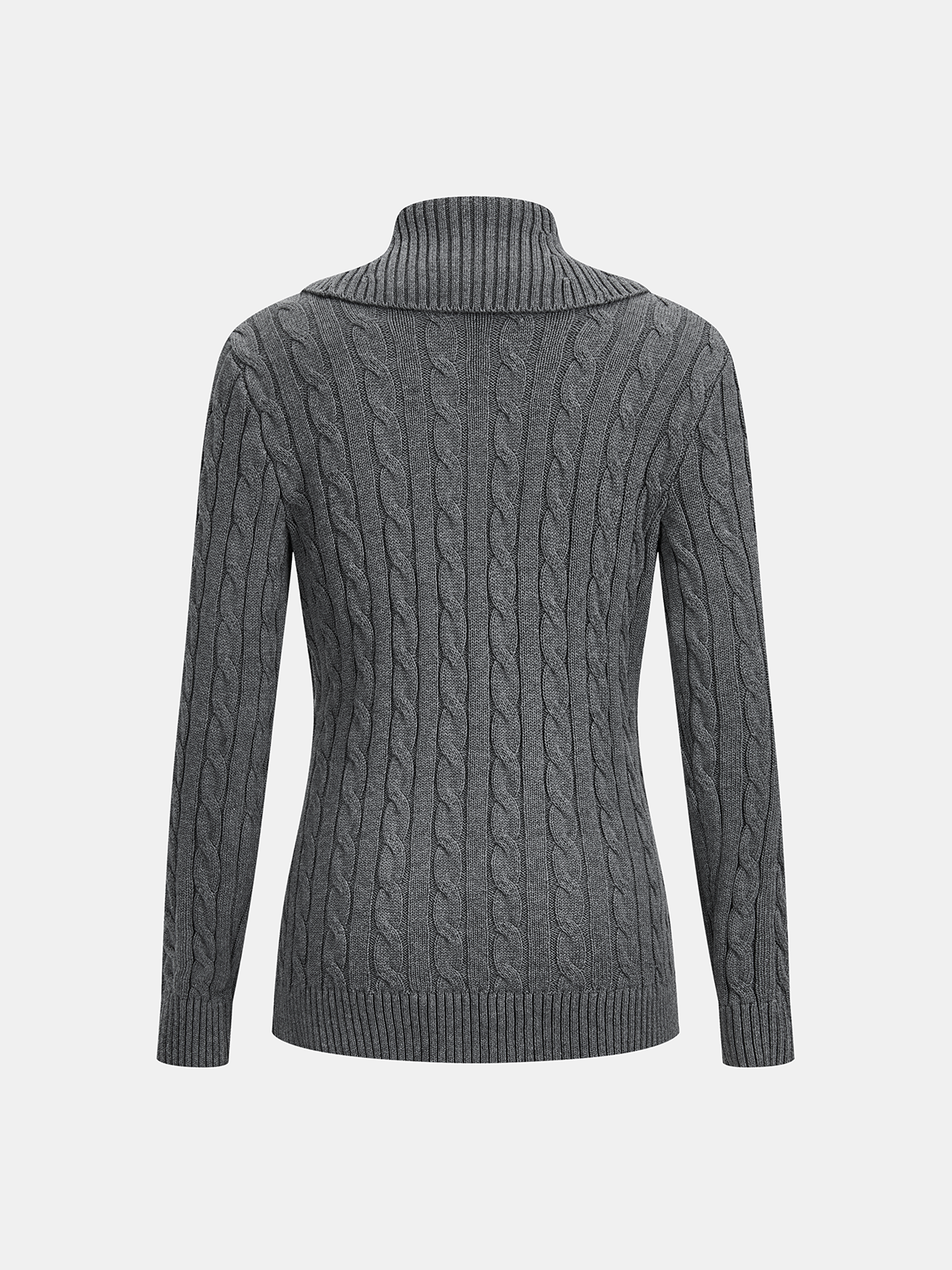 Buckle Detail Shawl Collar Cable-Knit Cardigan-Chicvia