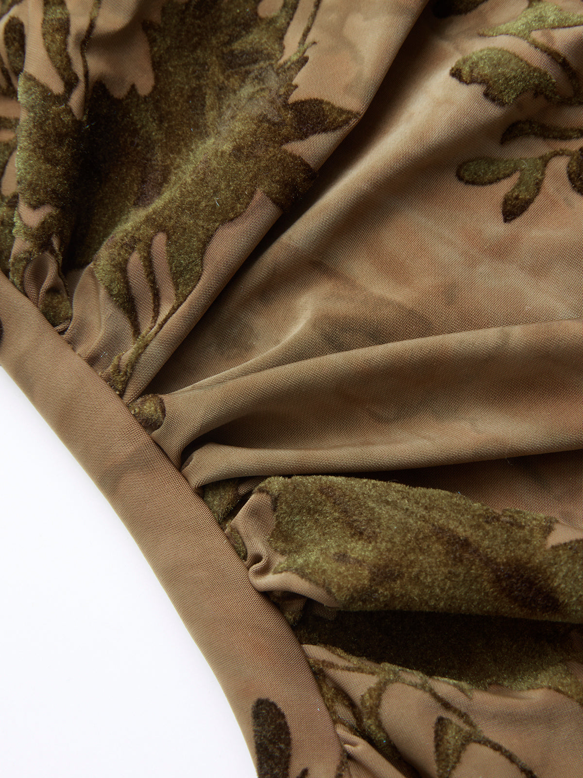 One-Shoulder Flocked-Floral Midi Dress-Chicvia