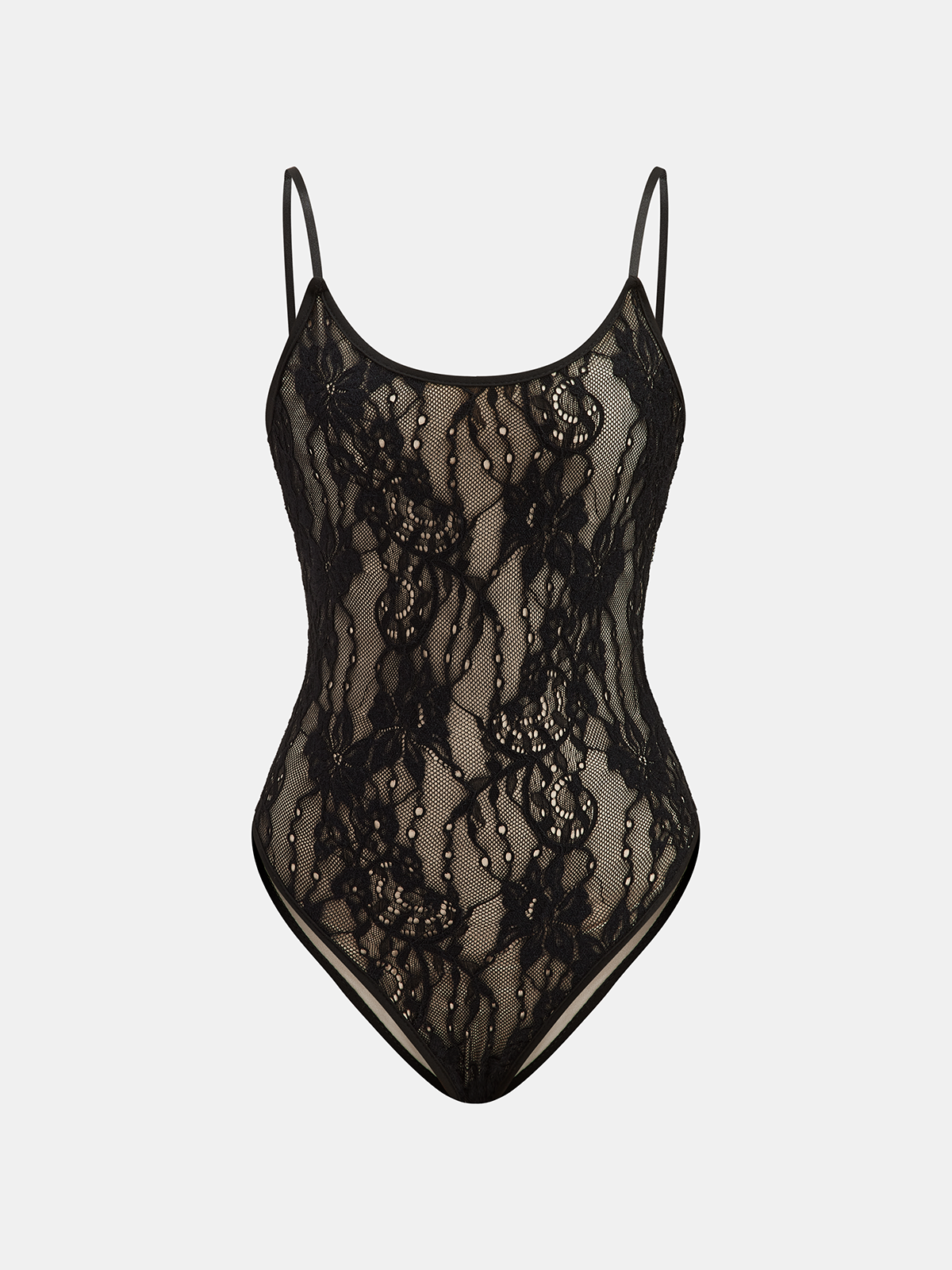 Floral Lace Backless Cami Bodysuit-Chicvia