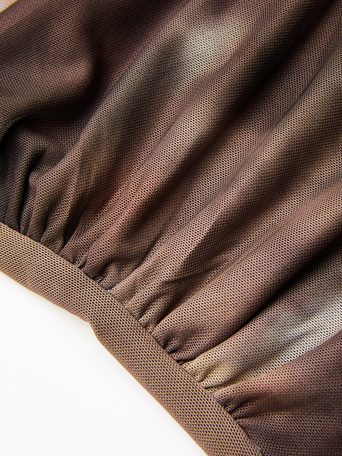 Gradient Print Ruched Long Sleeve Bodysuits-Chicvia