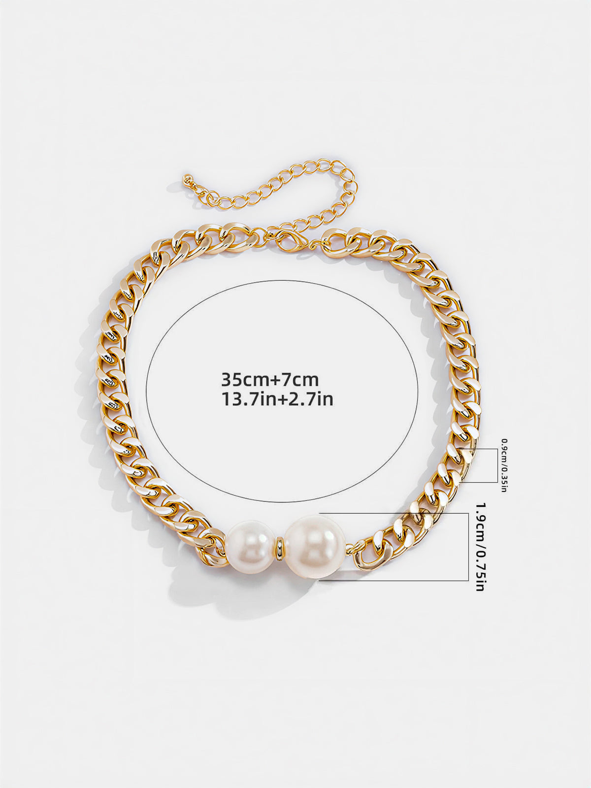 Double Pearl Chain Necklace-Chicvia