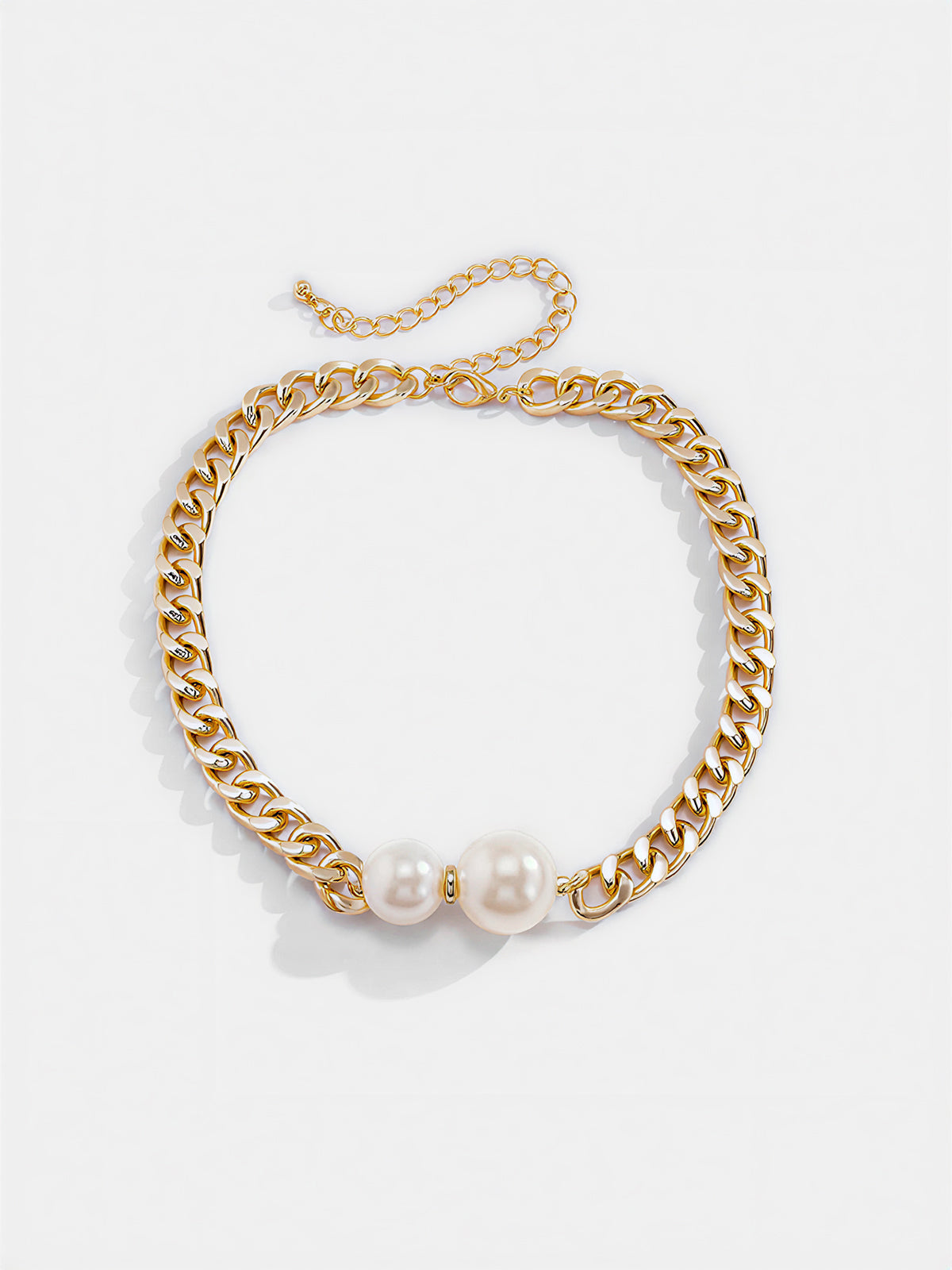 Double Pearl Chain Necklace-Chicvia