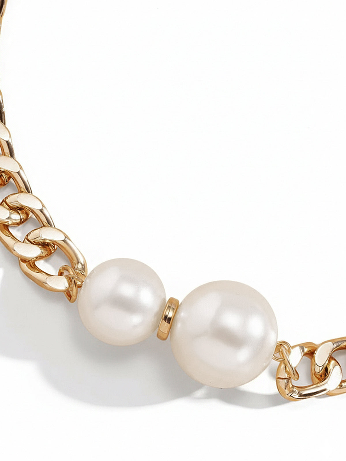 Double Pearl Chain Necklace-Chicvia