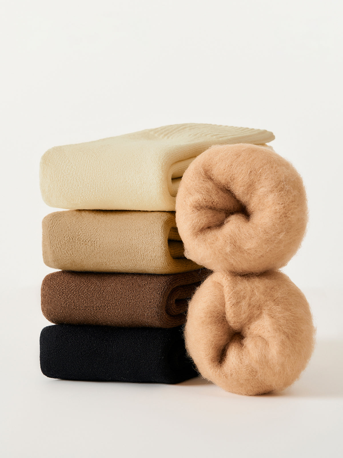 Fuzzy Wool-Blend Crew Socks-Chicvia