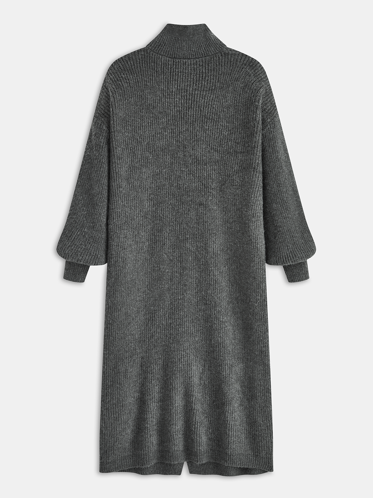 Loose Turtleneck Button-Front Long Cardigan Coat-Chicvia