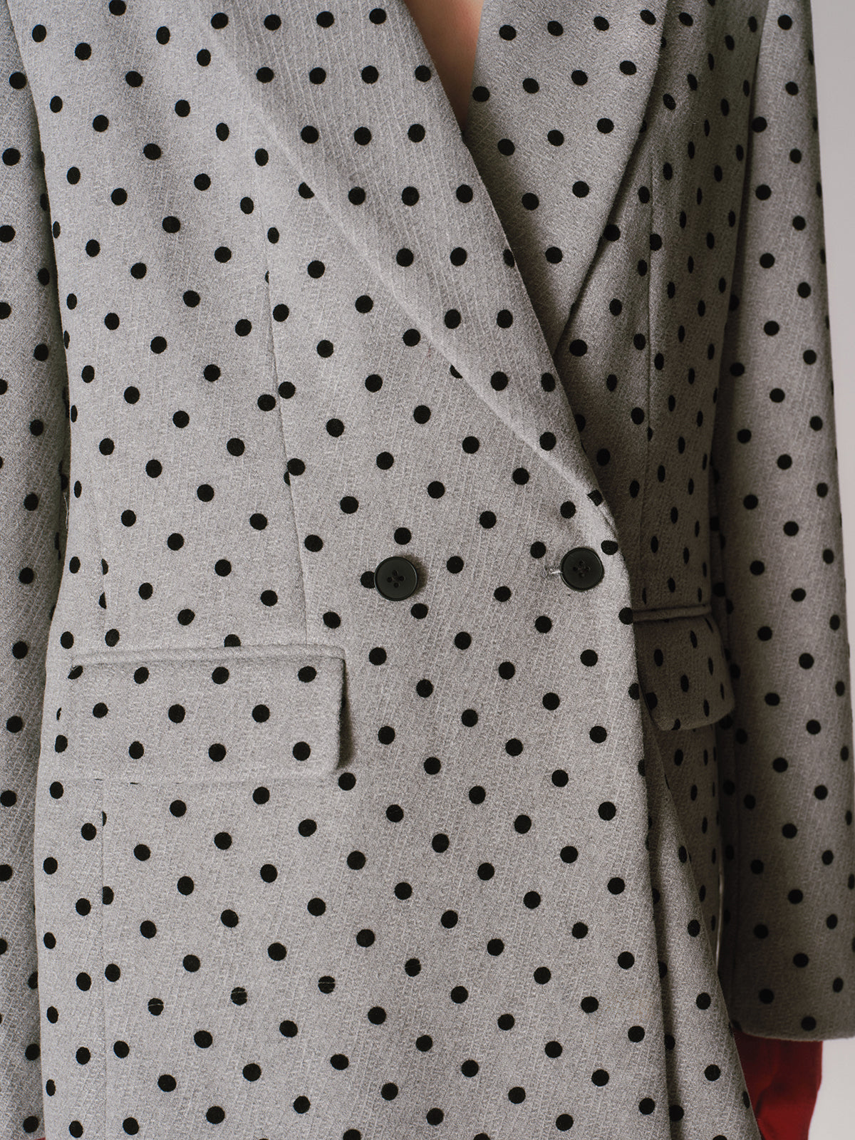 Polka Dot Double-Breasted Blazer-Chicvia