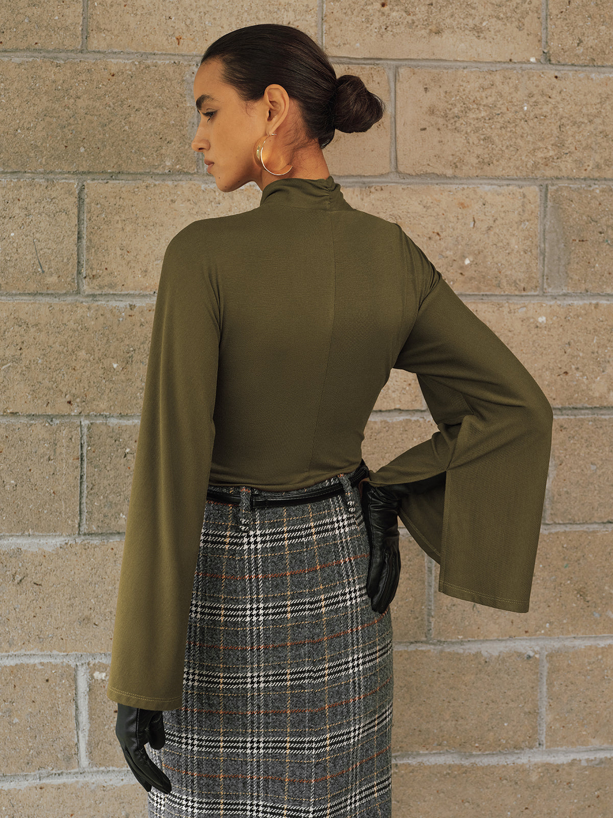 Knot-Front Batwing-Sleeve Top-Chicvia