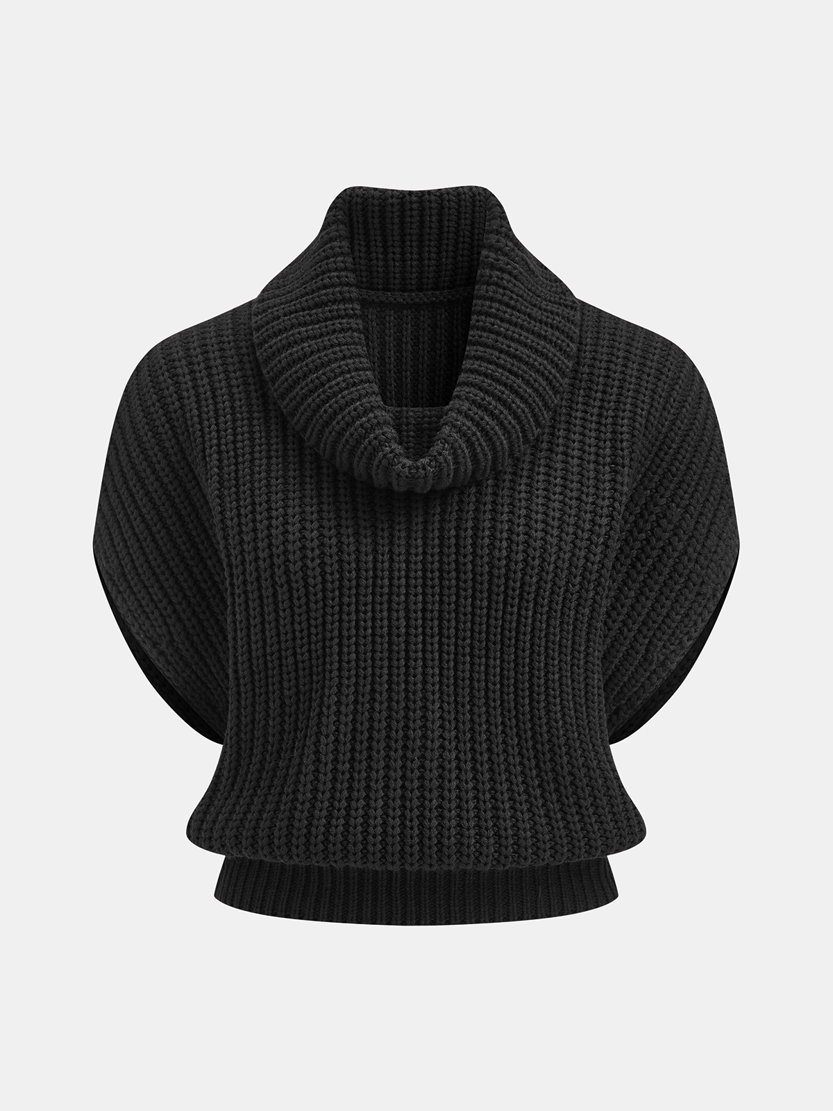 Cowl Neck Chunky Sweater Vest-Chicvia