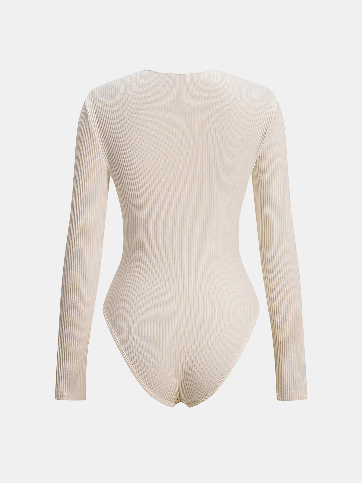 Decor Button Ribbed Knit Bodysuit-Chicvia
