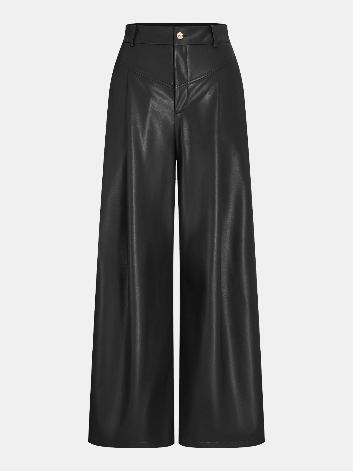Faux Leather Wide-Leg Pants-Chicvia