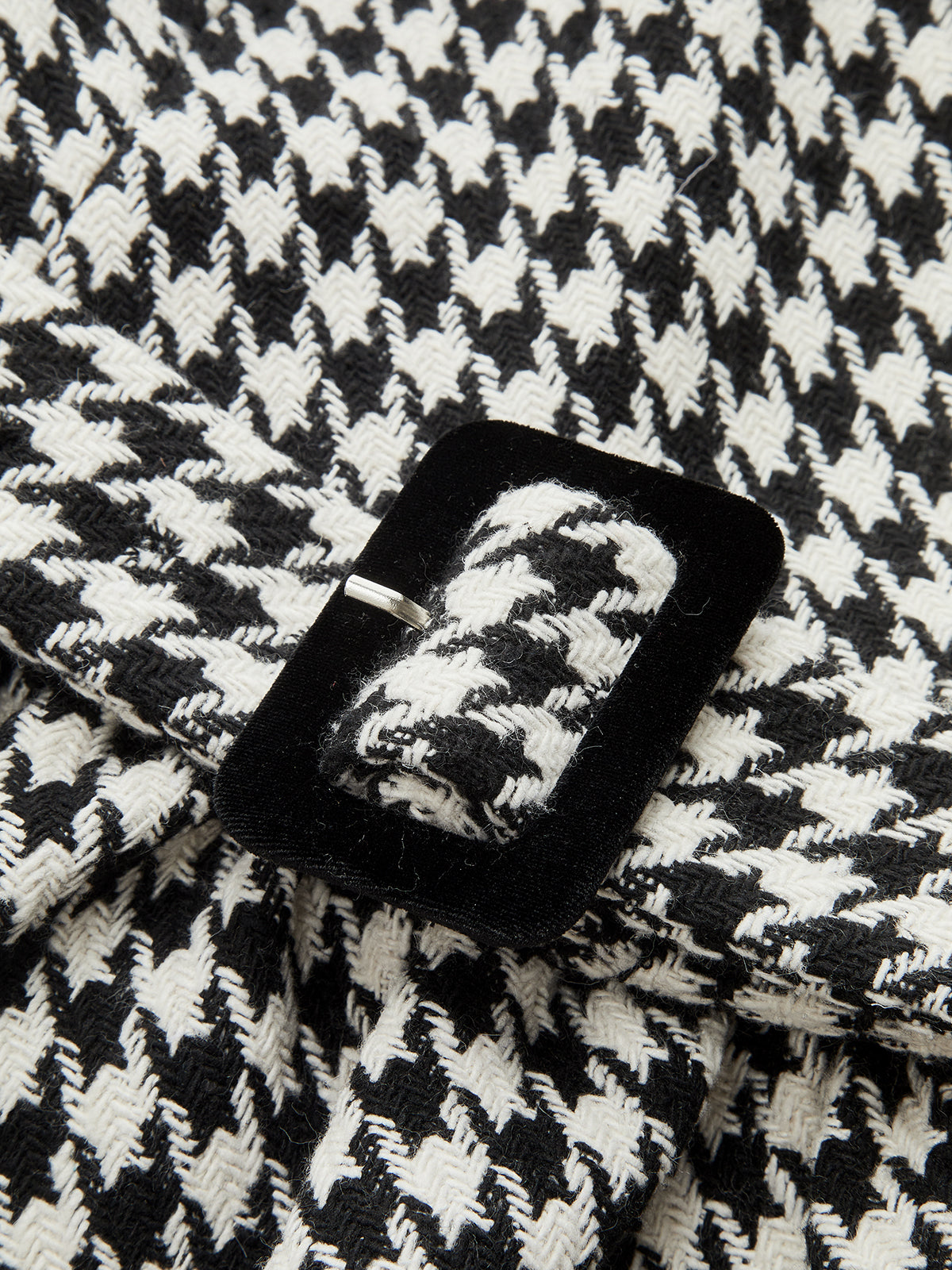 Houndstooth Strapless Belted Peplum Top-Chicvia