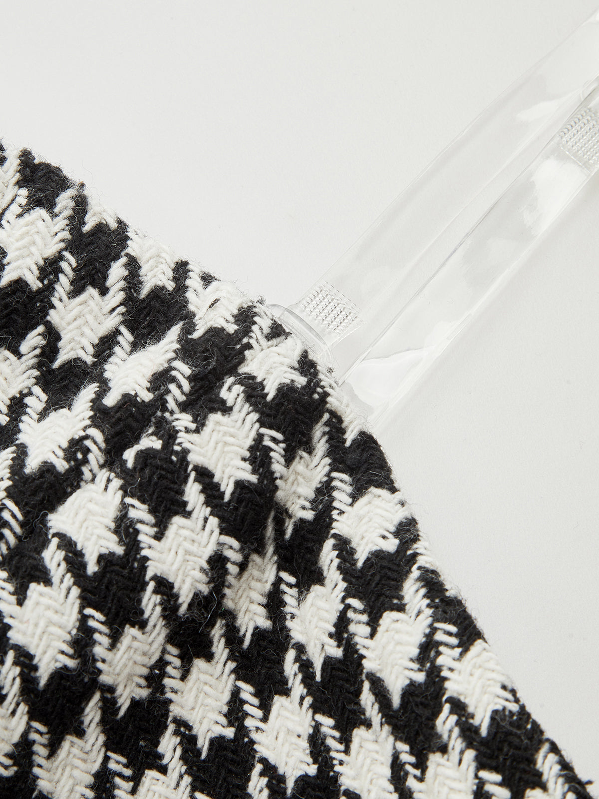 Houndstooth Strapless Belted Peplum Top-Chicvia