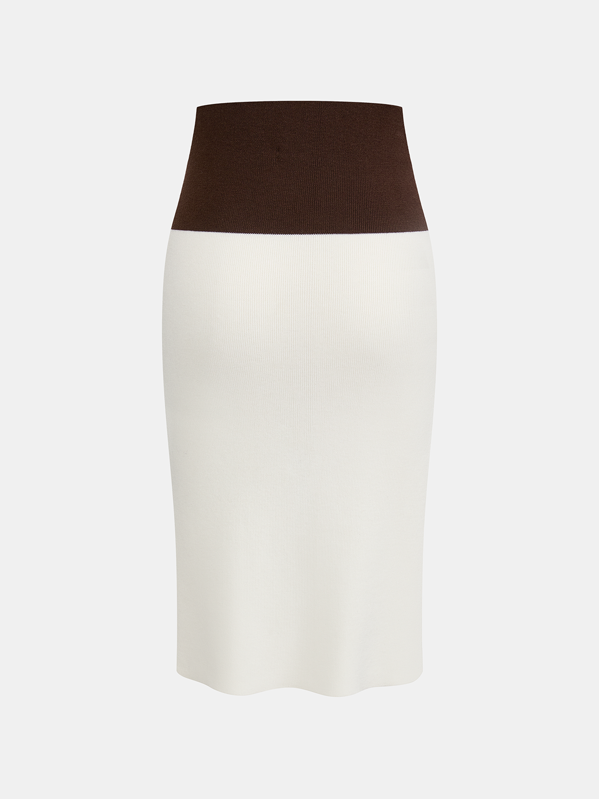 Color-Block Wool-Blend Knit Pencil Skirt-Chicvia