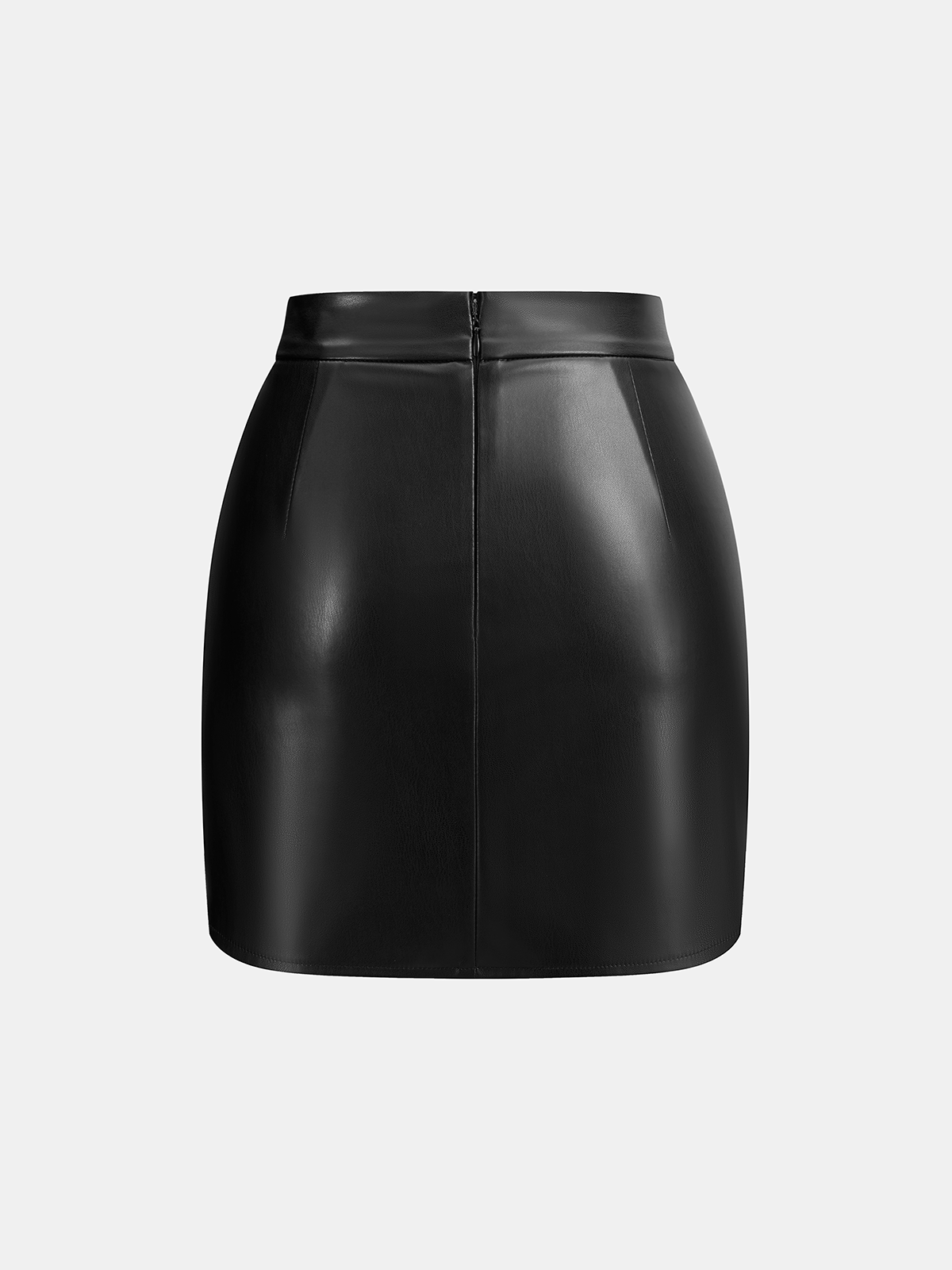 Faux Leather Ruched Mini Skirt-Chicvia