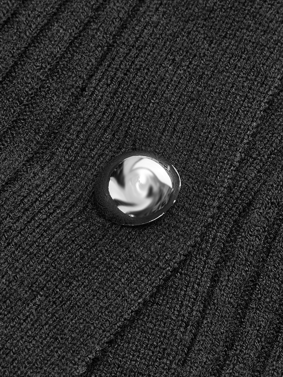 Oversized Ribbed Panel Bud Waist Button Knit Top-Chicvia