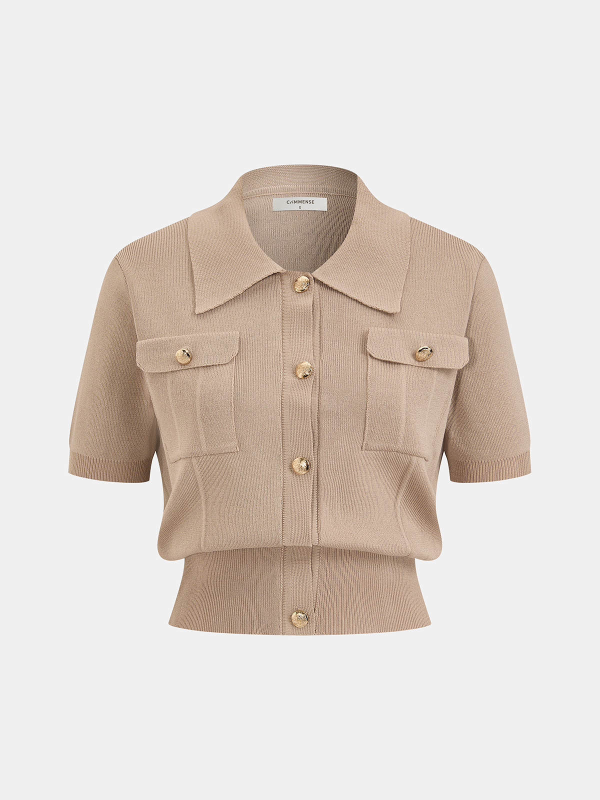 Metal Button Knit Cardigan & Midi Skirt Set-Chicvia