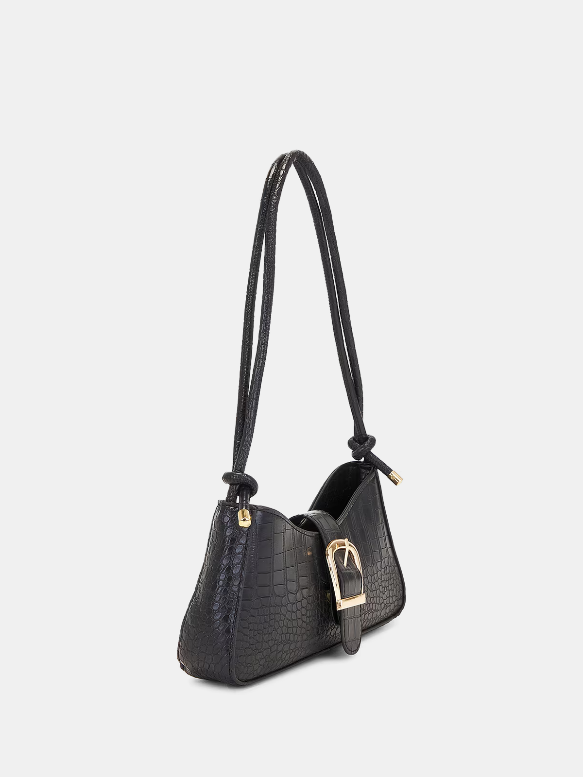 Croc-Embossed Buckle Underarm Bag-Chicvia
